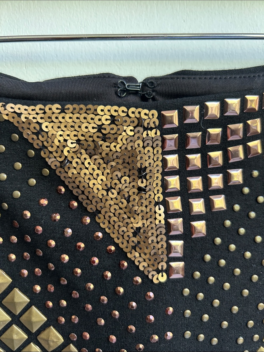 Guess Black & Gold Embellished Geometric Mini Skirt - Picture 4 of 8